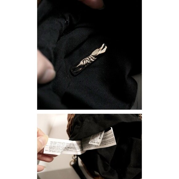 ZARA Black & Beige Woven Rattan Straw Crossbody Bucket Bag - Picture 8 of 8